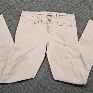 Pink Distressed Women Jeans